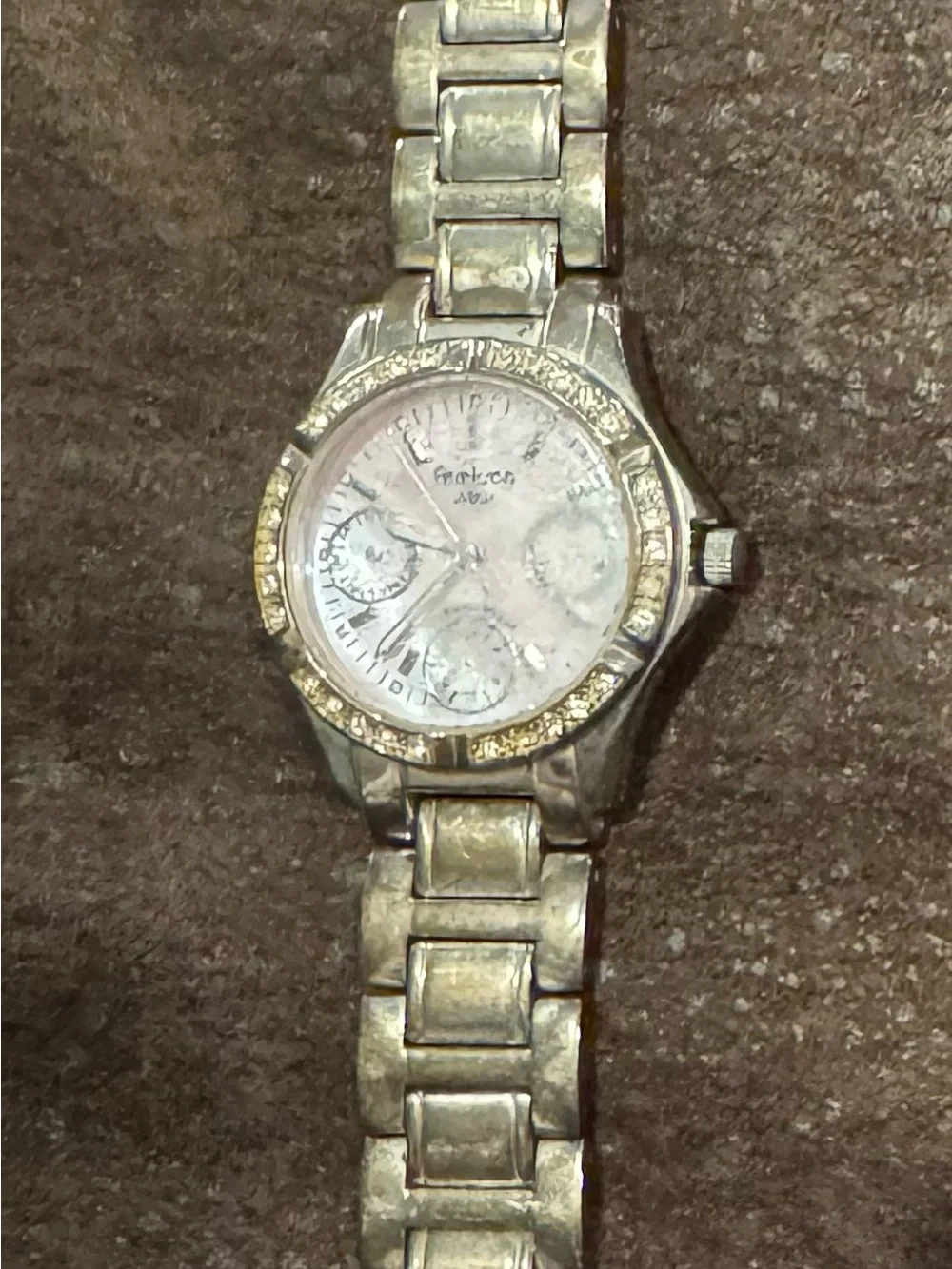 Armitron Pink Dial Men’s Watch with Crystal-Accented Bezel